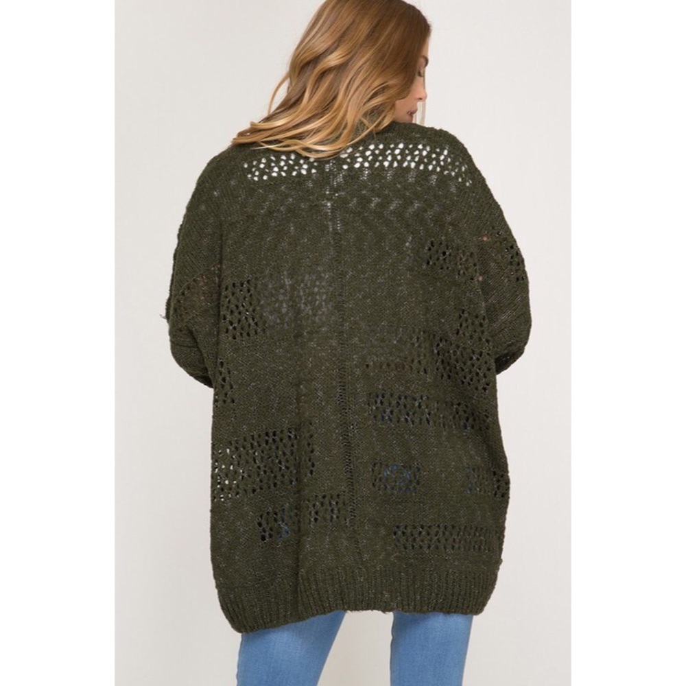 Emerson Oversized Knit Cardi - Olive - Picture 3 of 3